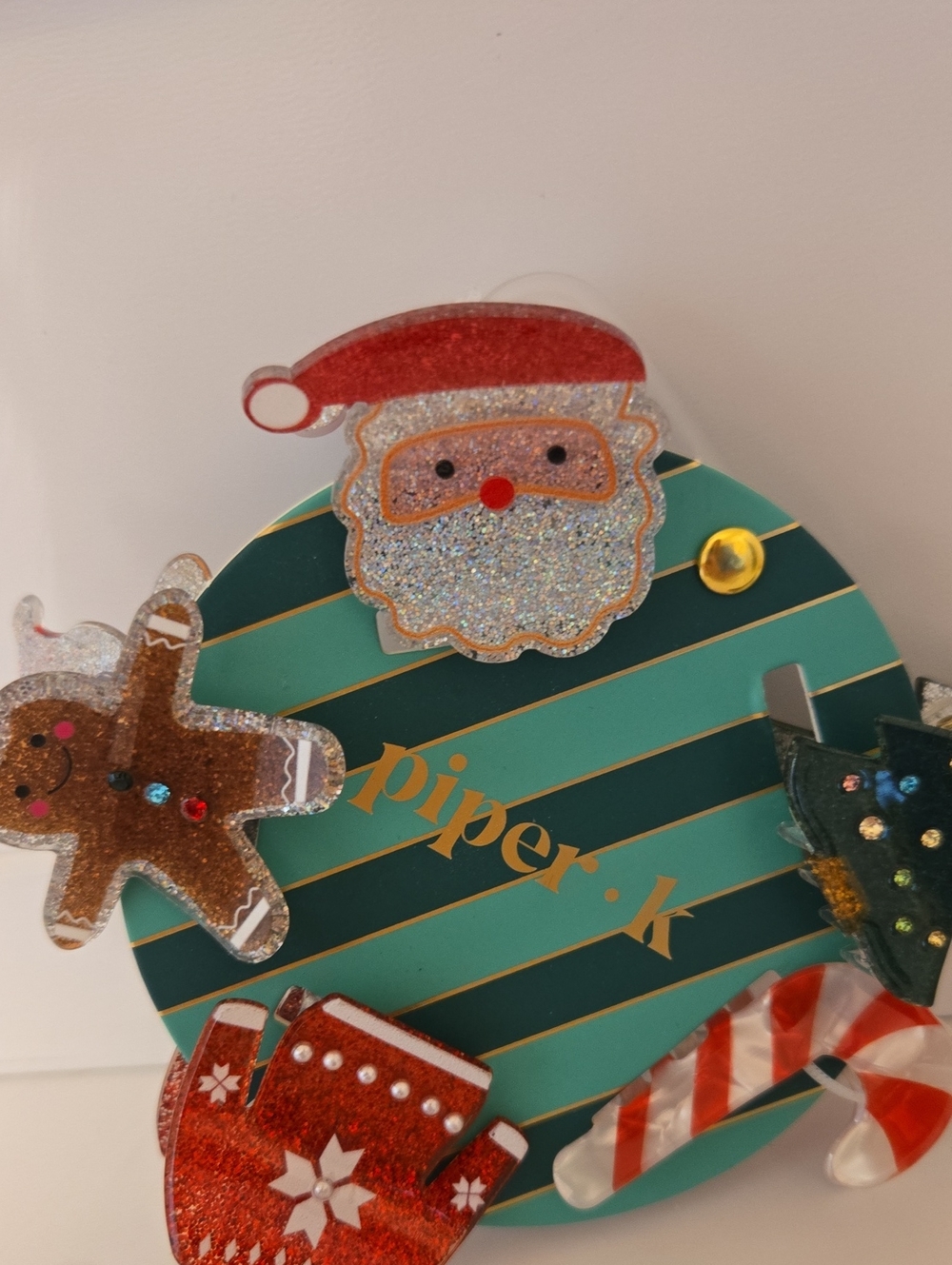 Piper Holiday Glitter Hair Clip Set - Red, Green, Gold Accents 5 Pair Nwt - Picture 2 of 2
